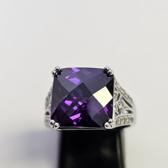 Ross Simons Checkerboard Cut Amethyst Ring Size 7 - Picture 5 of 17